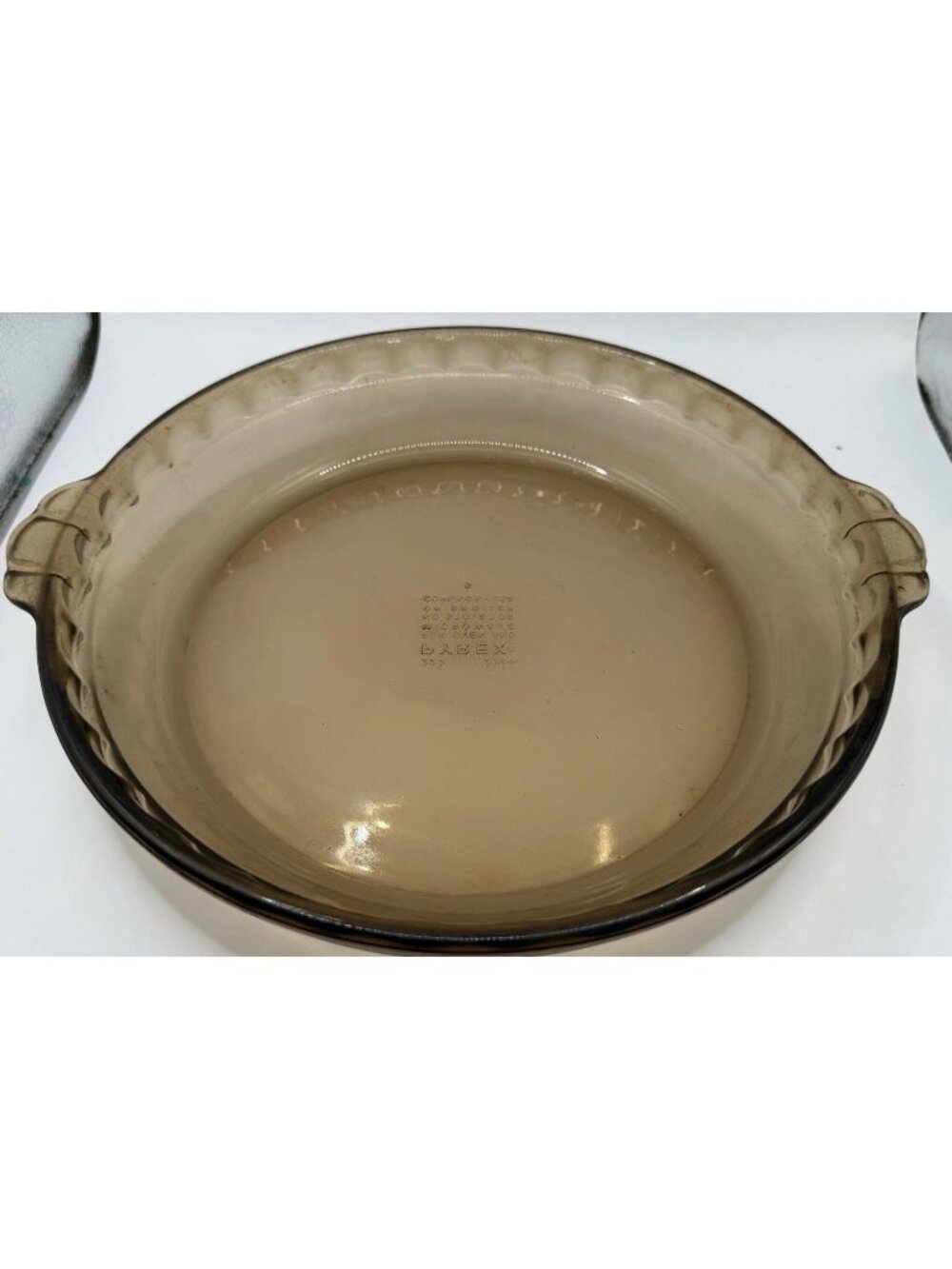 Pyrex  Amber Smoke Pie Plate Fluted Edges 10” #229